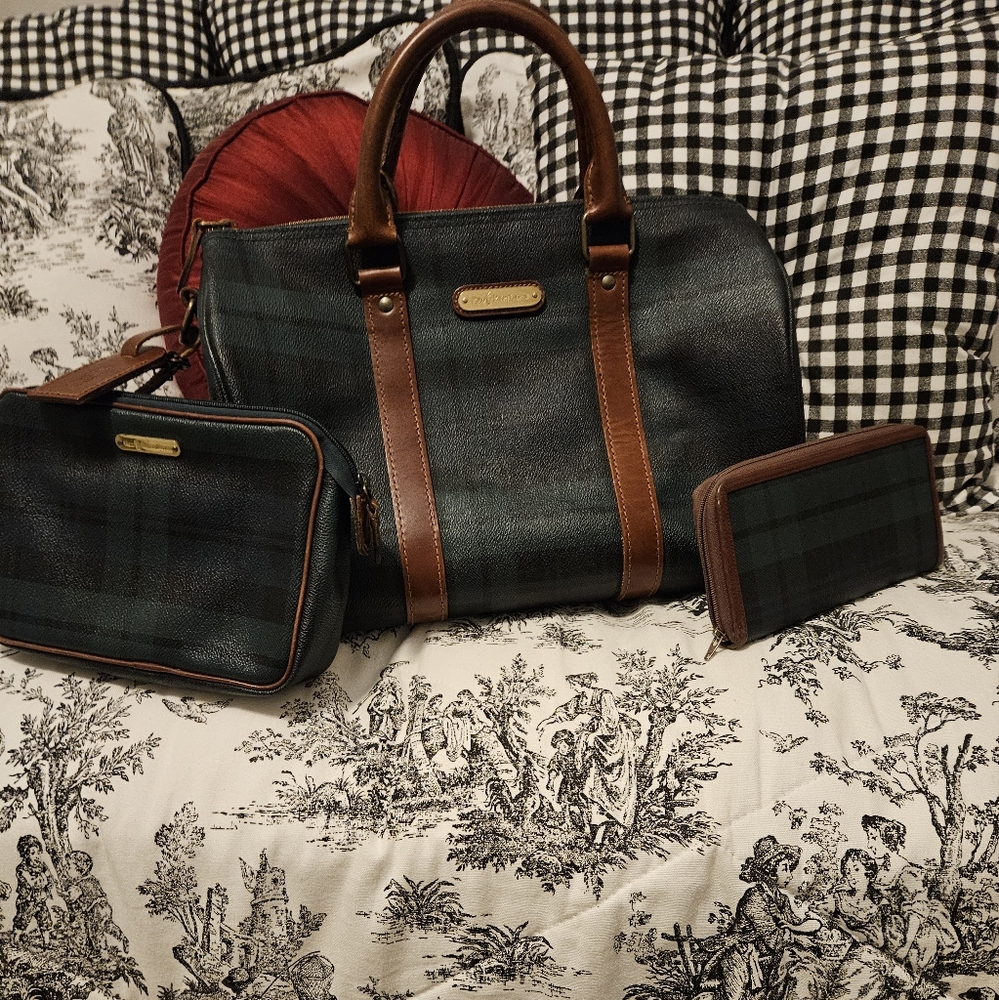 PRICE DROP! Vintage Ralph Lauren Blackwatch Plaid  Bag, Wallet & Make-up Bag.